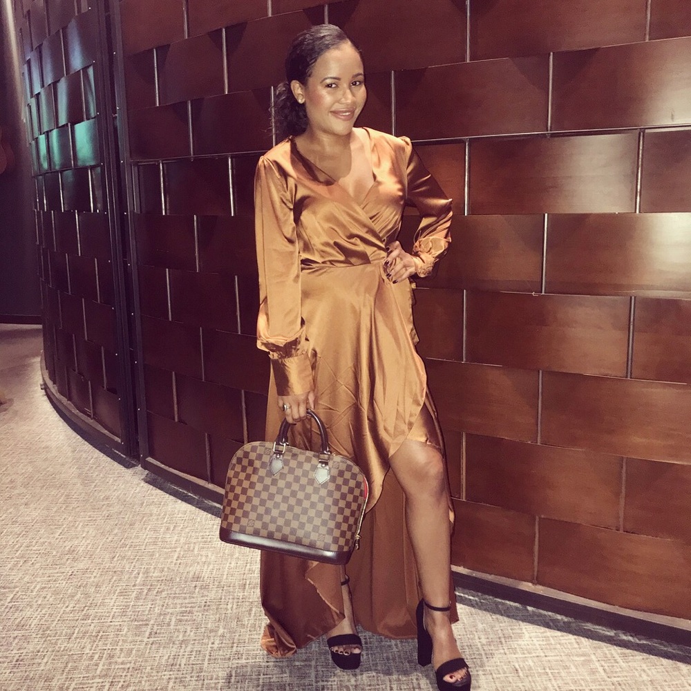 Brown wrap dress